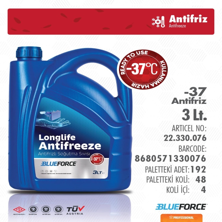 BLUEFORCE  3 LT ANTİFRİZ (-37°)