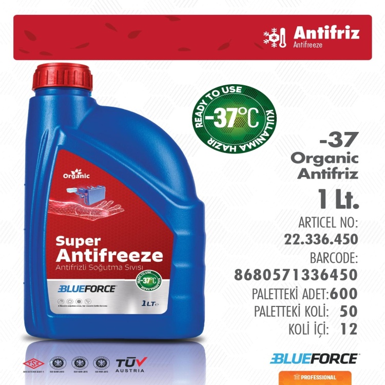 BLUEFORCE 1 LT ORGANİK ANTİFRİZ (-37°)