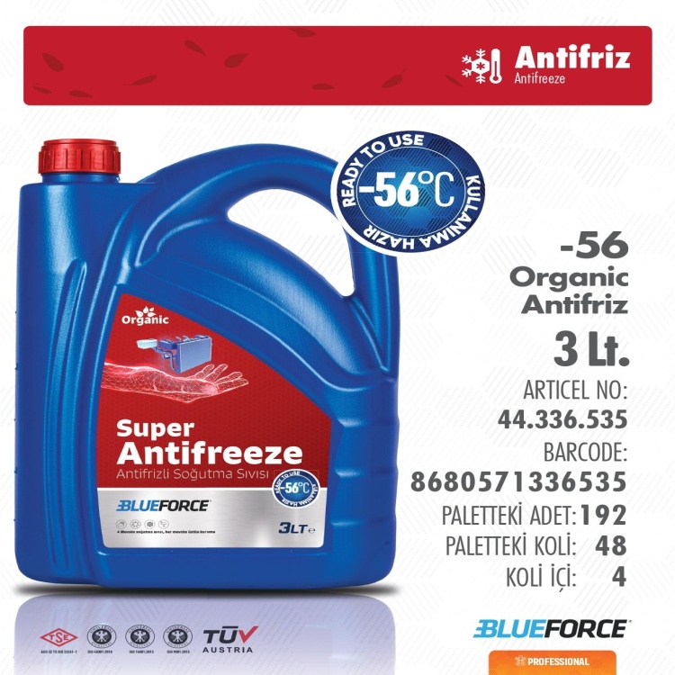 BULEFORCE 3 LT ORGANİK ANTİFRİZ (-56°)