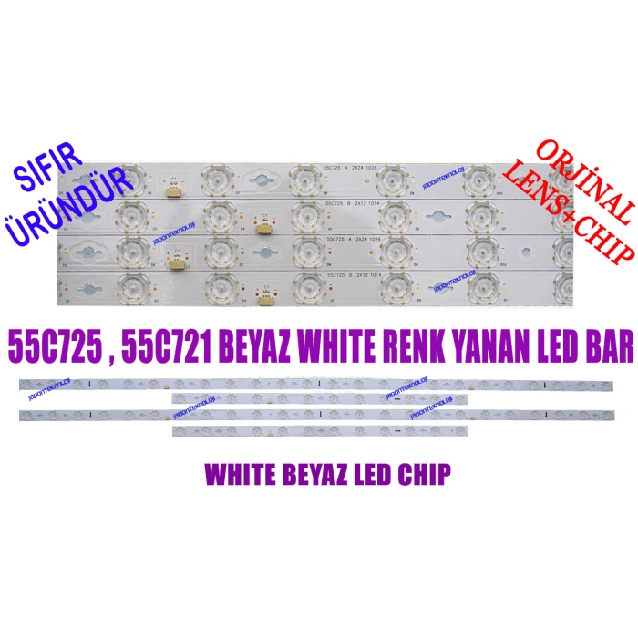 TCL, 55C725, 55C721, 55C728, LED BAR, BACKLIGHT, PANEL LEDLERİ, 55C725 A 2X24 1026, 55C725 B 2X12 1014, LVU550NDEL, CS9W66 V2, ST5461D12-6