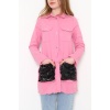 Pullu Gabardin Ceket Pembe