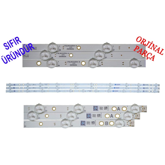 17DLB43VER14-B, 17DLB43VER14-A, LED BAR, VES430QNDB-2D-N41, 20200226, 30105488, 30105491, VESTEL LED BAR BACKLIGHT