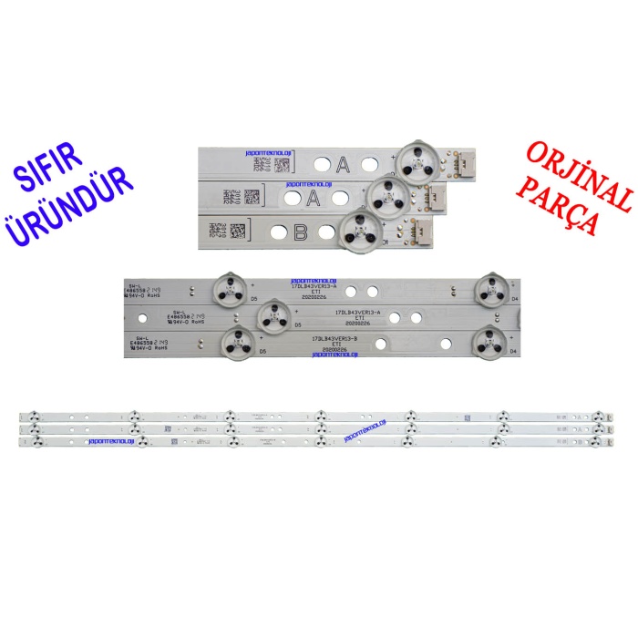 TOSHIBA 43LL2A63DT LED BAR, 17DLB43VER13-A, 17DLB43VER13-B, 30105466, 30105467, VESTEL 43F9500, 43F9510, 43F8500, 43F8600, 43F9600 LED BAR, SEG 43SBF715 LED BAR, REGAL 43R654, 43RH0E, 43R604 LED BAR, FINLUX 43FX620, 43FX720 LED BAR, HITACHI 43HT4160 LED BA