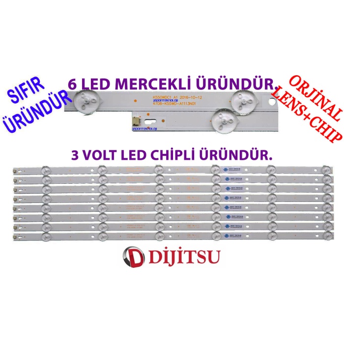 DIJITSU, 55DS7700, LED BAR BACKLIGHT, 6 LEDLİ, 3VOLT, K550WDC1 A2, 4708-K550WD-A2113N01, K550WDC1 A1, 4708-K55WDC-A1113N01, PANEL LEDLERİ