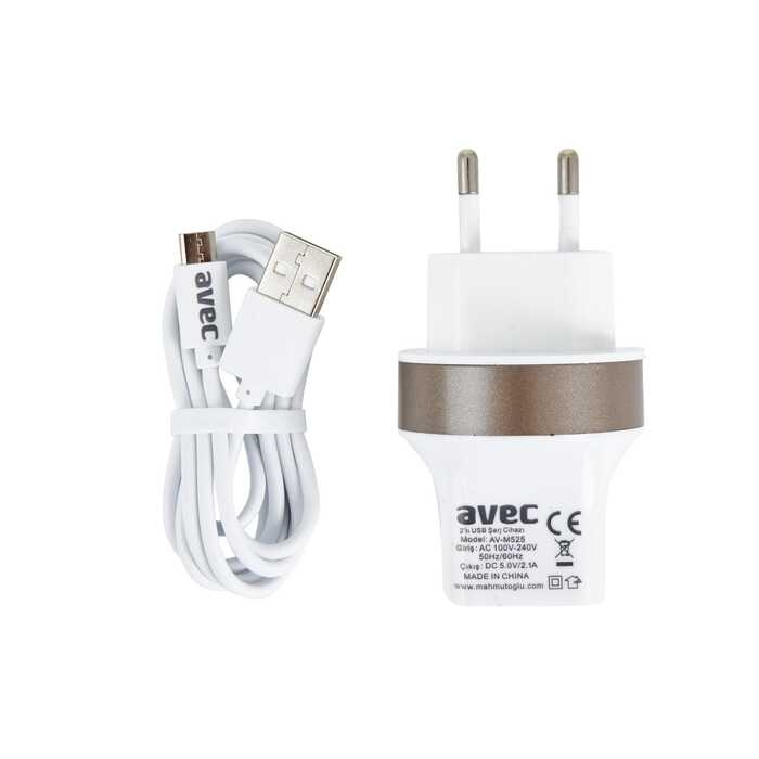 Avec Av M525 2.1a Usb Şarj Cihazı + Av W101 Mıcro Usb Kablo Seti