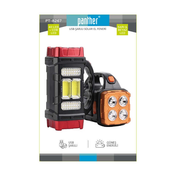 Panther Pt-8267 Usb Şarjlı Solar El Feneri