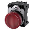 3SU1103-6AA20-1AA0 Indicator lights, 22 mm, round, plastic, red, lens, smooth, with holder, LED module with integrated LED 110 V AC, screw termina