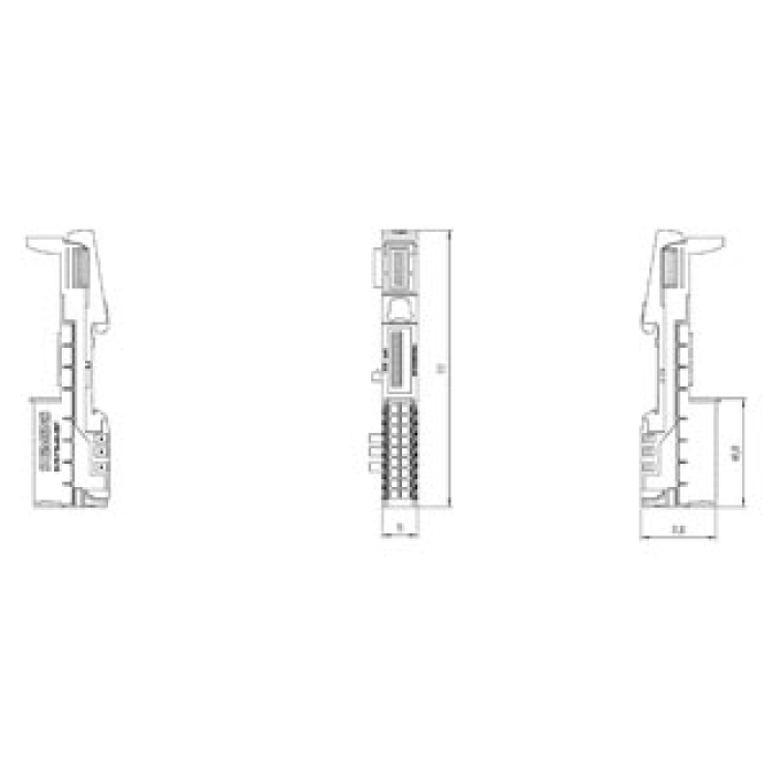 6ES7193-6BP00-0BA1 SIMATIC ET 200SP, BaseUnit BU15-P16+A0+2B/T, BU type A1, Push-in terminals, without AUX terminals, bridged to the left, WxH: 15