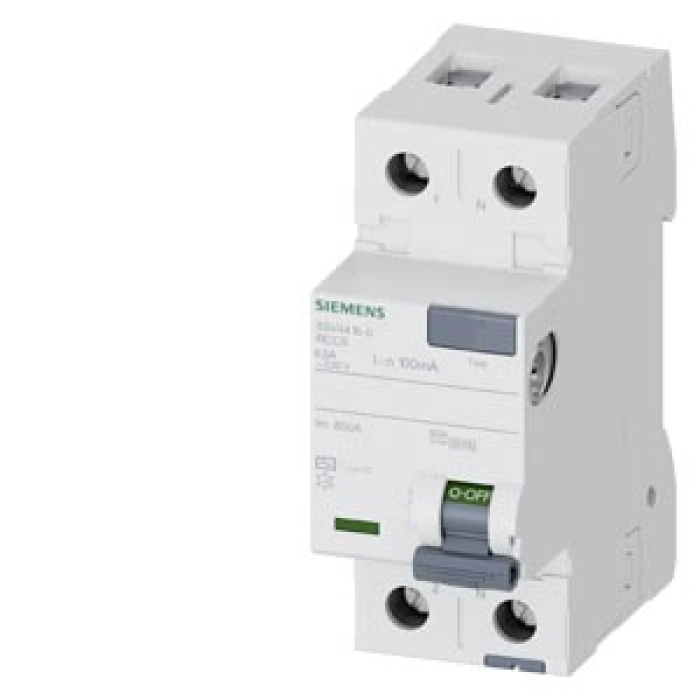 5SV4416-0 residual current operated circuit breaker, 2-pole, type AC, In: 63 A, 100 mA, Un AC: 230 V Use of these devices is not permitte