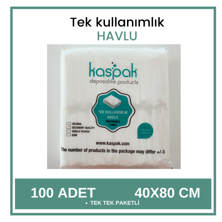 TEK KULLANIMLIK HAVLU- 40*80- 100 ADET- TEK TEK PAKETLİ