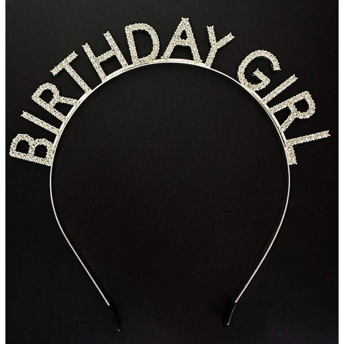 Gümüş Kristal Taşlı Birthday Girl Doğum Günü Tacı İthal Ürün A Kalite 17x16 cm