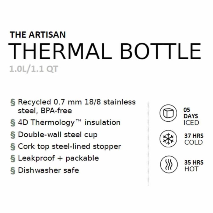 Stanley Termos The Artisan Thermal Bottle 1.0L / 1.1 QT Hammertone Green
