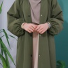 Kapüşonlu Kloş Trench Coat Haki