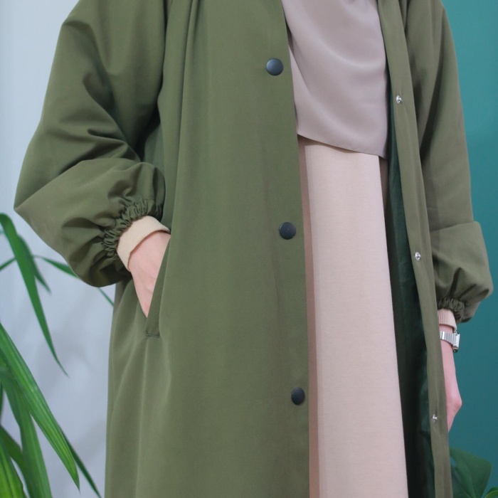 Kapüşonlu Kloş Trench Coat Haki