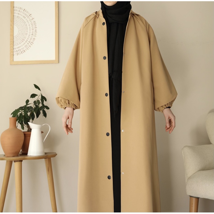 Kapüşonlu Kloş Trench Coat Camel