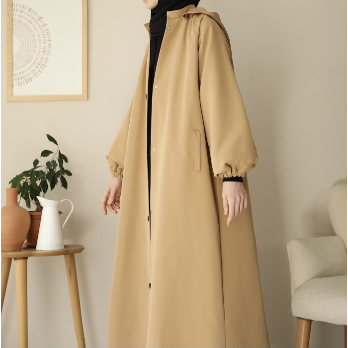 Kapüşonlu Kloş Trench Coat Camel