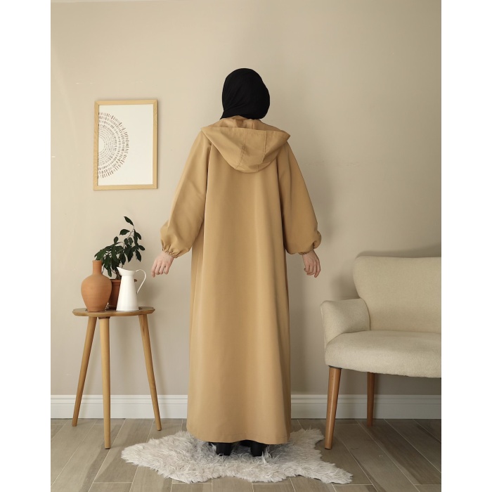 Kapüşonlu Kloş Trench Coat Camel