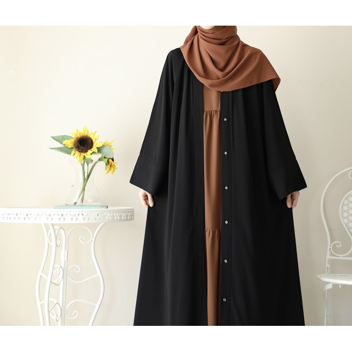 Hifa Çıtçıtlı Abaya Siyah