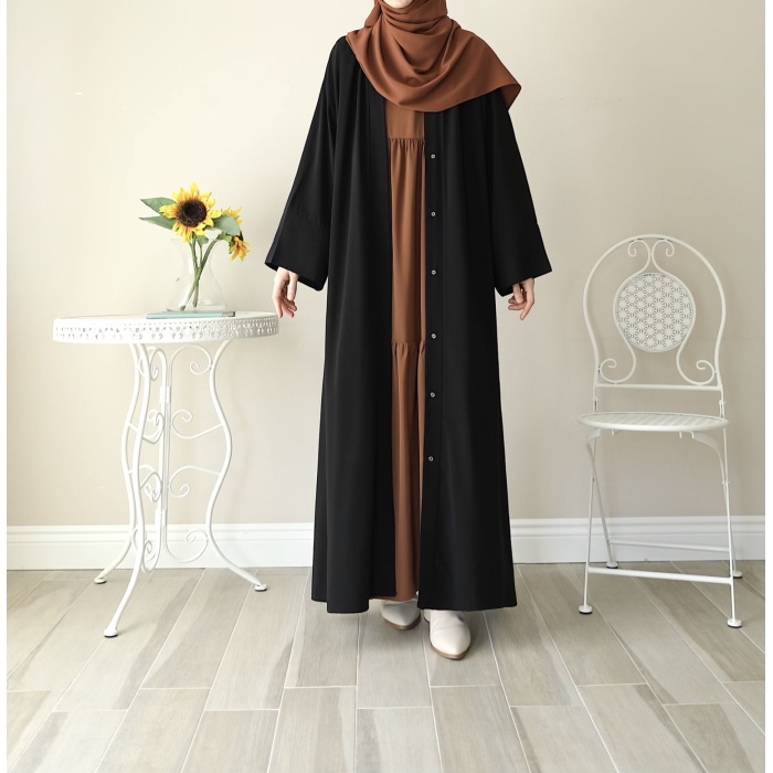 Hifa Çıtçıtlı Abaya Siyah