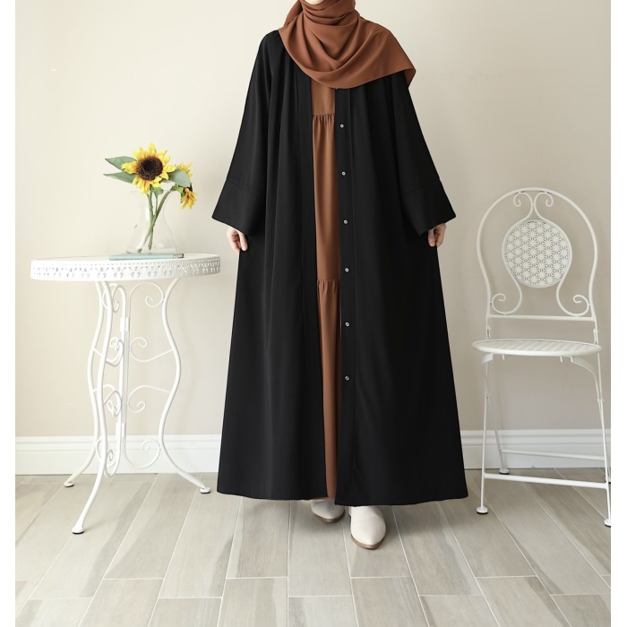 Hifa Çıtçıtlı Abaya Siyah