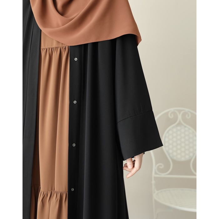 Hifa Çıtçıtlı Abaya Siyah