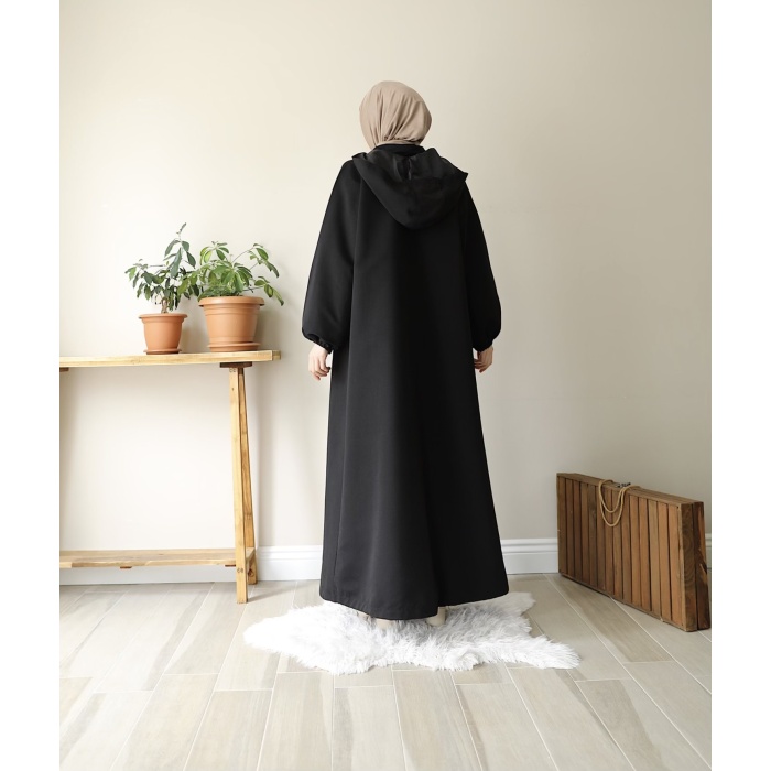 Kapüşonlu Kloş Trench Coat Siyah