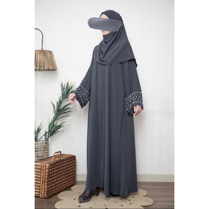 İncili Abaya Antrasit