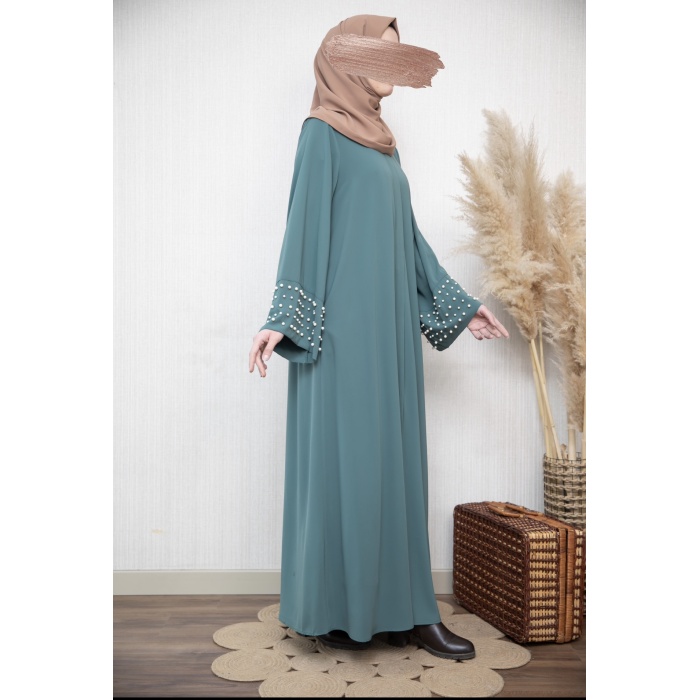 İncili Abaya Mint Yeşili