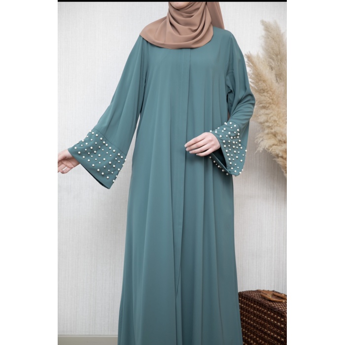 İncili Abaya Mint Yeşili