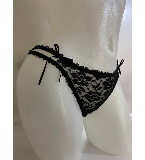 Gümüş Siyah Bikini Dantelli Külot 5001S