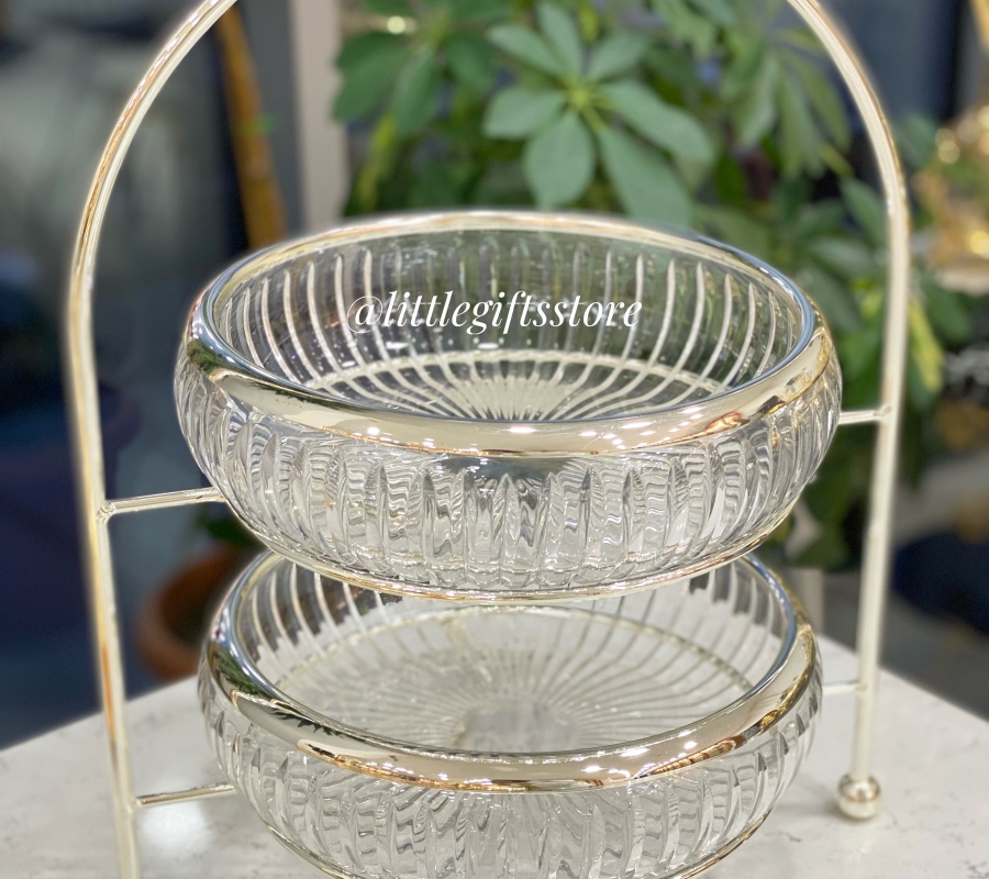 PLAIN MODEL 2-TIER GLASS BOWL STAND