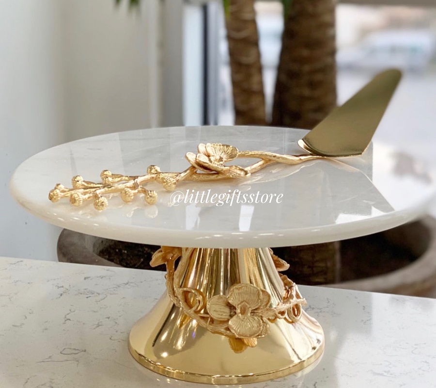 ORCHID DECOR MARBLE CAKE STAND