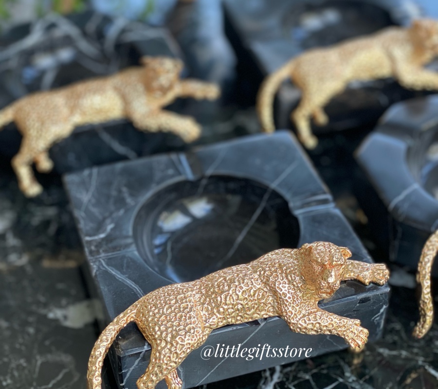 CHEETAH DECOR MARBLE ASHTRAY