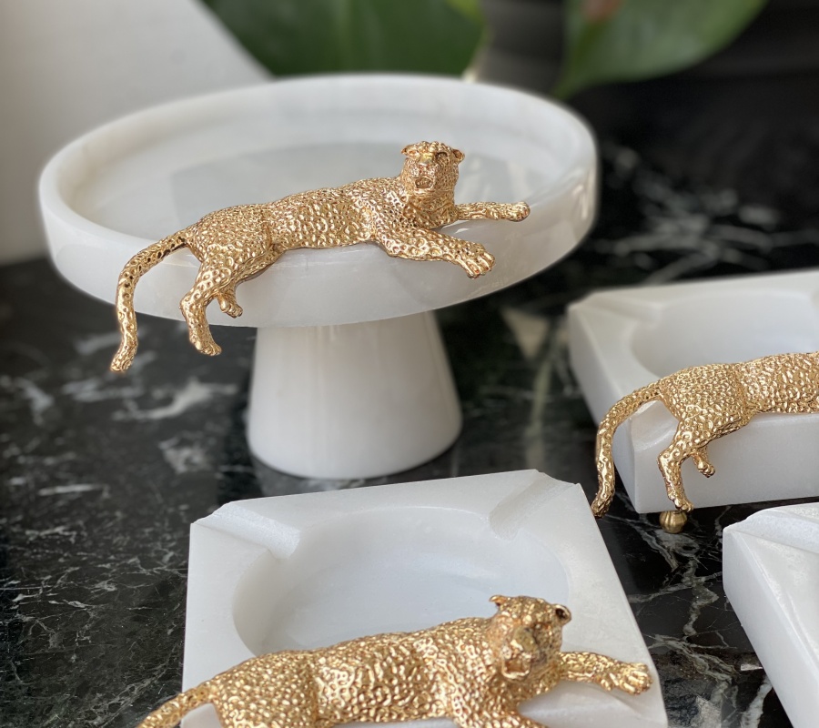 CHEETAH DECOR MARBLE ASHTRAY