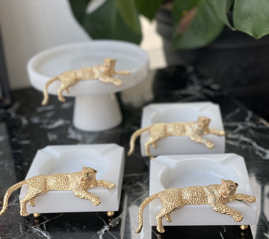 CHEETAH DECOR MARBLE ASHTRAY