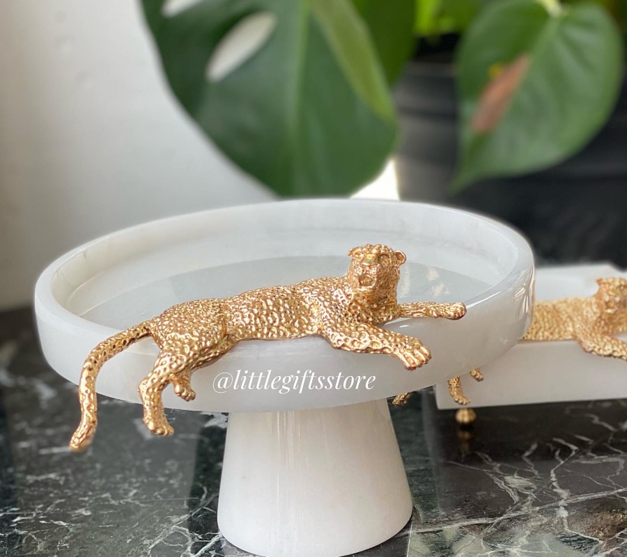 CHEETAH DECOR MARBLE CAKE STAND