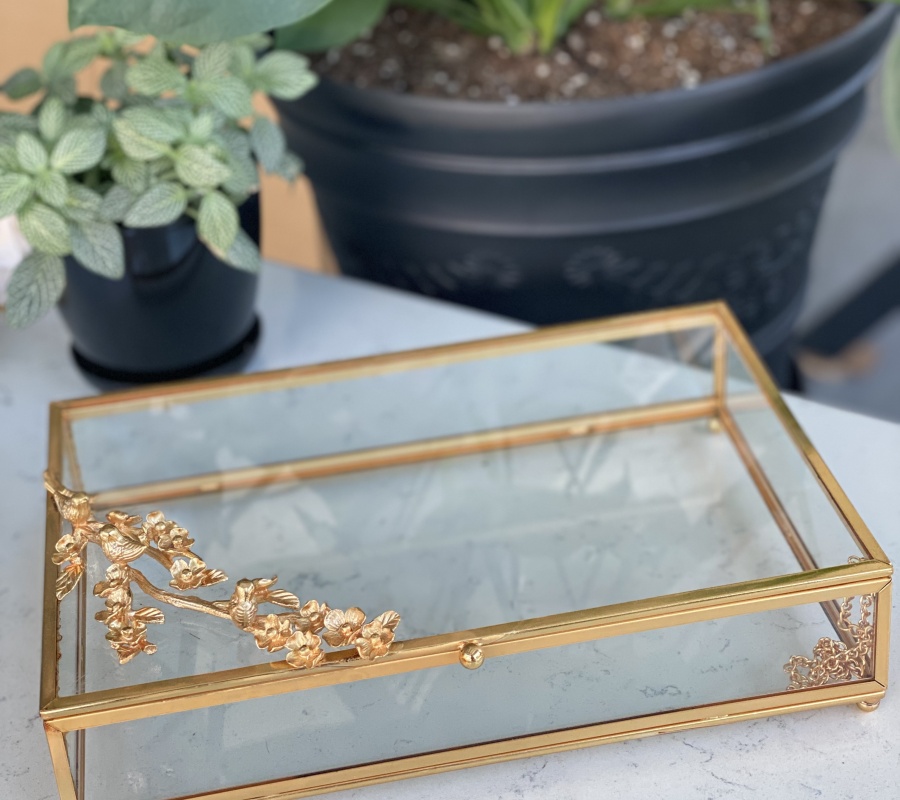 FLOWER DECOR GLASS BOX