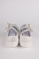 Kız Çocuk Ayakkabı Papyonlu Babet Taşlı Simli Beyaz