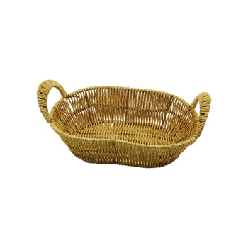 OVAL PLASTİK HASIR EKMEK - ÇOK AMAÇLI SEPET KULPLU - METAL İSKELET TABAN:14X21- AĞIZ:19X27CM D:7.5CM