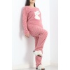 Battal Polar Pijama Takımı Pudra1