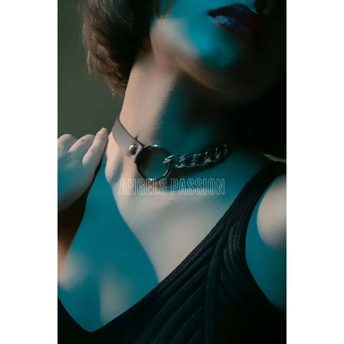 Zincirli Deri Choker, Zincir Detaylı Seksi Choker