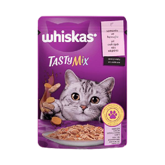 Whiskas Pouch TastyMix Sos İçinde Somonlu ve Havuçlu Yetişkin Kedi Konservesi 85gr