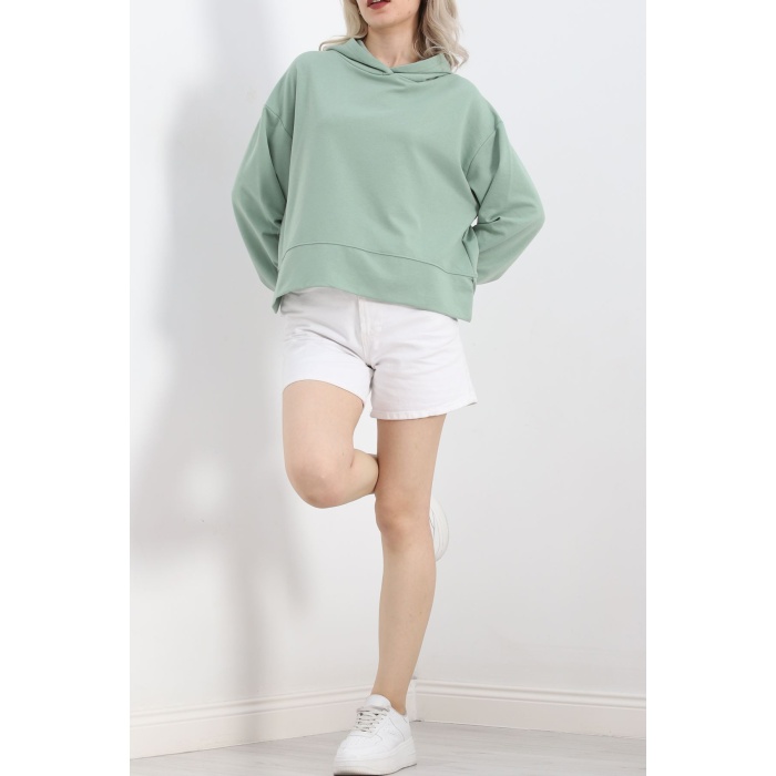 2 İplik Kapşonlu Sweat Mint