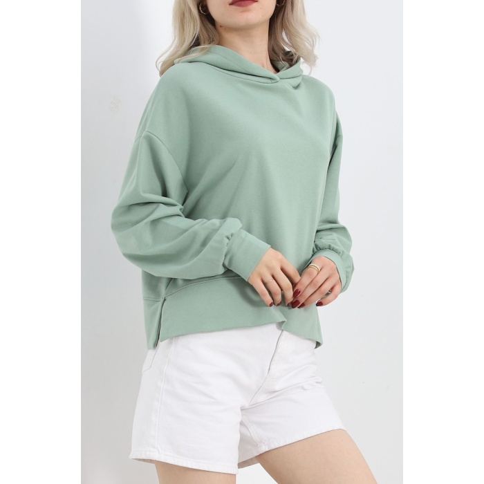 2 İplik Kapşonlu Sweat Mint