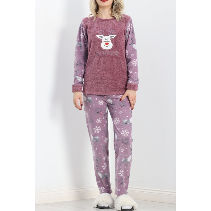 Peluş Polar Pijama Takımı Lilagri