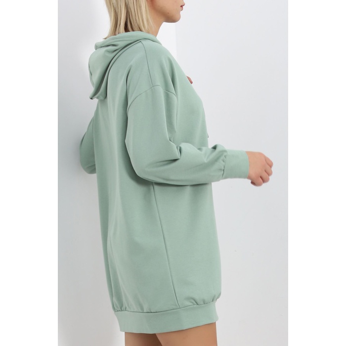 Oversize Kapşonlu Sweat Mint