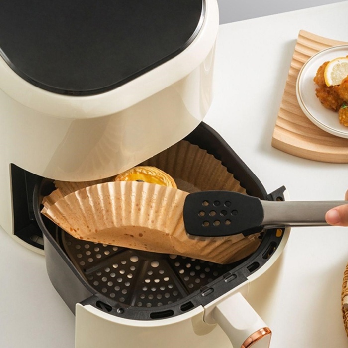 50 Adet 20 cm Air Fryer Pişirme Kağıdı Tek Kullanımlık Yağ Geçirmez Yuvarlak Tabak Model PVC