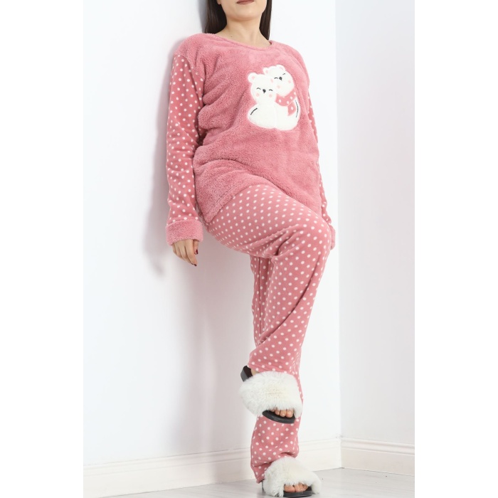 Battal Polar Pijama Takımı Pembe1