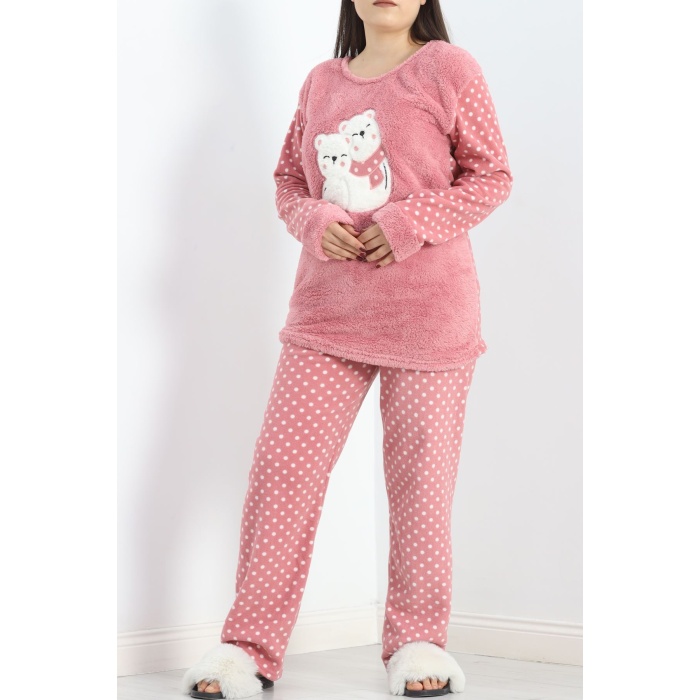 Battal Polar Pijama Takımı Pembe1