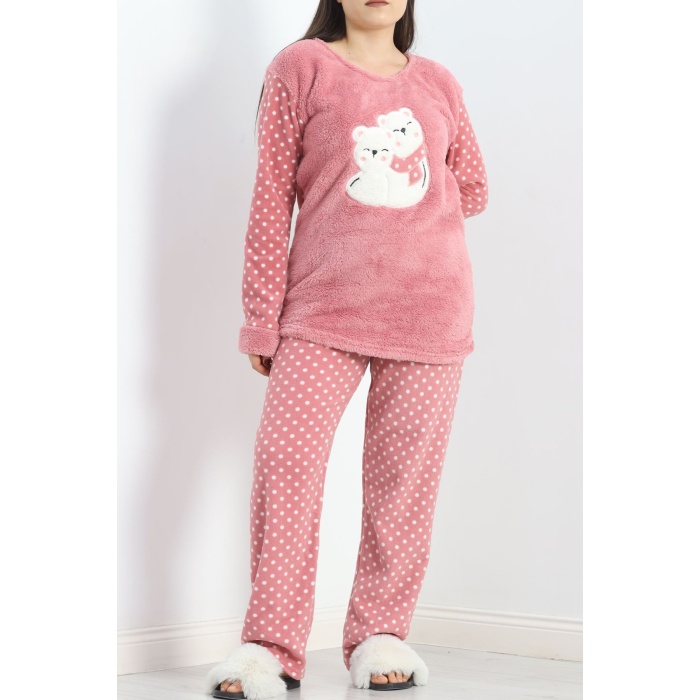 Battal Polar Pijama Takımı Pembe1